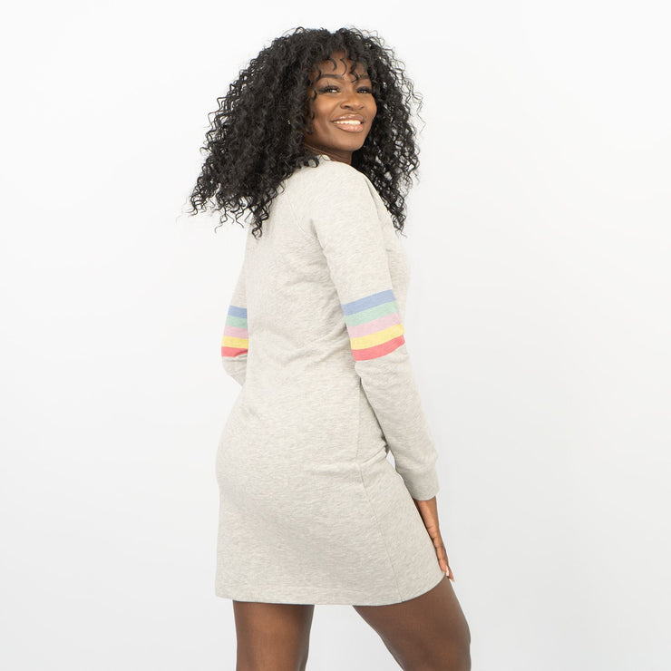 Boden Hannah Rainbow Sweatshirt Long Sleeve Jersey Short Dress