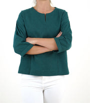 Seasalt Carlyon Bay Green Relaxed Fit Blouse 3/4 Sleeve Tops - Quality Brands Outlet
