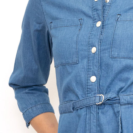 Womens Phase Eight Jumpsuit Denim Blue Lightweight Cropped Jarah Smart Casual - Quality Brands Outlet