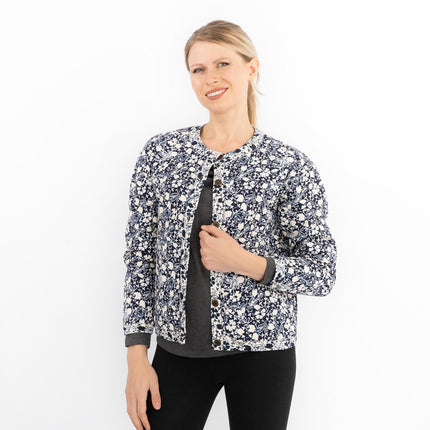 White Stuff Emma Quilted Jersey Button Up Floral Print Jackets - Quality Brands Outlet