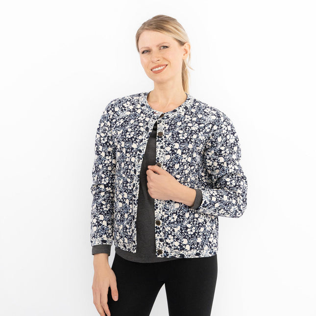 White Stuff Emma Quilted Jersey Button Up Floral Print Jackets-Quality Brands Outlet-