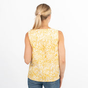 TU Clothing Yellow Floral Sleeveless Casual Lightweight Linen Blend Vests Cami Tops - Quality Brands Outlet