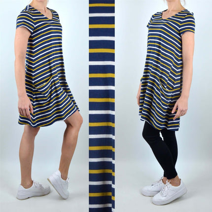 Seasalt Short Sleeve Clear Light Navy Breton Striped Relaxed Casual Jersey Dress-Quality Brands Outlet-
