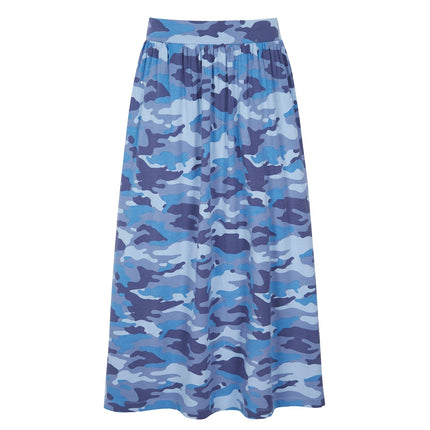 Asquith Side Split Elasticated Waist Cotton Jersey Midi Skirt
