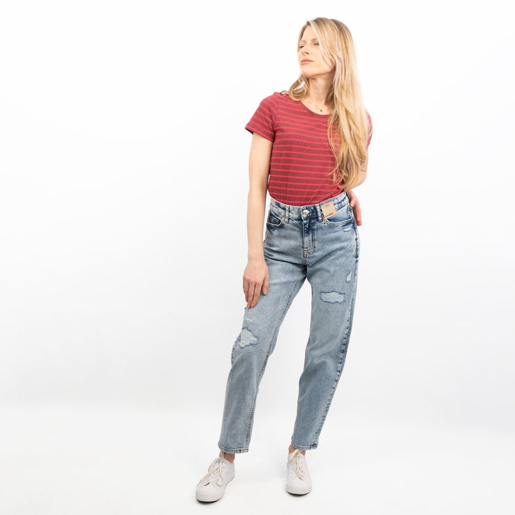 M&S Boyfriend Style Washed Blue High Waisted Ripped Jeans