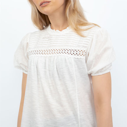 Womens White Short Sleeve Pleated Top-Quality Brands Outlet-