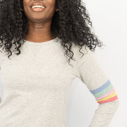 Boden Hannah Rainbow Sweatshirt Long Sleeve Jersey Short Dress-Quality Brands Outlet-
