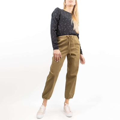 Hush Women Washed Khaki Crop Wide Leg Trousers