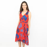Phase Eight Sacha Red Floral Sleeveless Hi-Lo V-Neck Midi Dress - Quality Brands Outlet