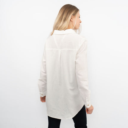 Ivory Long Sleeve Button Through Women's Shirts-Quality Brands Outlet-