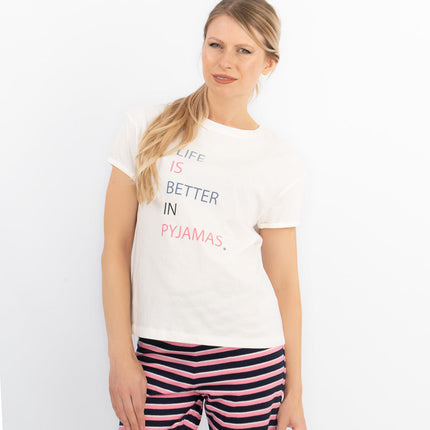 M&S Short Sleeve Soft Cotton Jersey Pyjamas Set-Quality Brands Outlet-