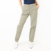M&S Cotton Rich Tapered Leg Ankle Grazer Khaki Green Stretch Cotton Chino Trousers