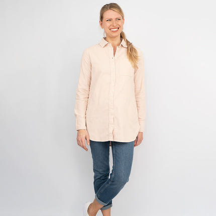 Jane Pink Fine Cord Long Sleeve Corduroy Longline Tunic Shirts Casual Tops-Quality Brands Outlet-