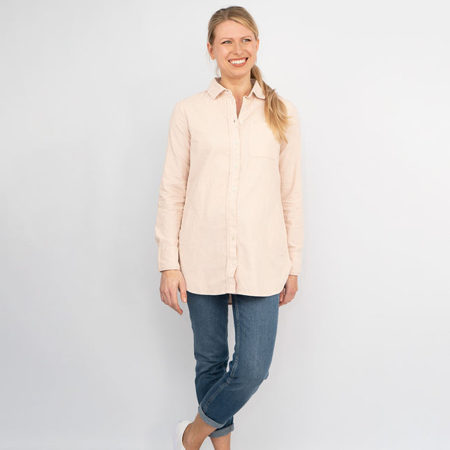 Jane Pink Fine Cord Long Sleeve Corduroy Longline Tunic Shirts Casual Tops-Quality Brands Outlet-