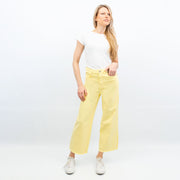 M&S High Waisted Crop Wide Leg Yellow Denim Jeans