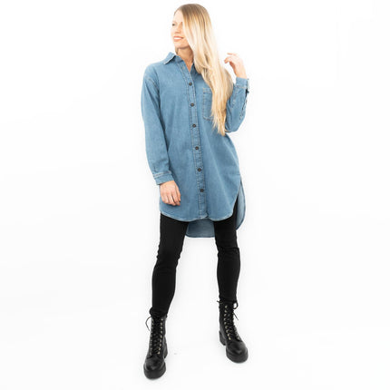 Massimo Dutti Blue Denim Oversized Tunic Longline Shirt