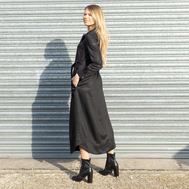 Next Belted Utility Long Sleeve Belted Button-Up Midi Midaxi Shirt Dresses-Quality Brands Outlet-