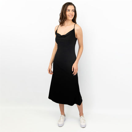 Coast Black Sleeveless Spaghetti Strap Lightweight Midi Dress-Quality Brands Outlet-