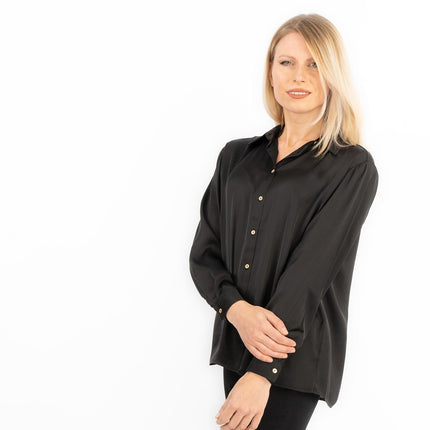 Coast Black Drap Satin Shirt-Quality Brands Outlet-