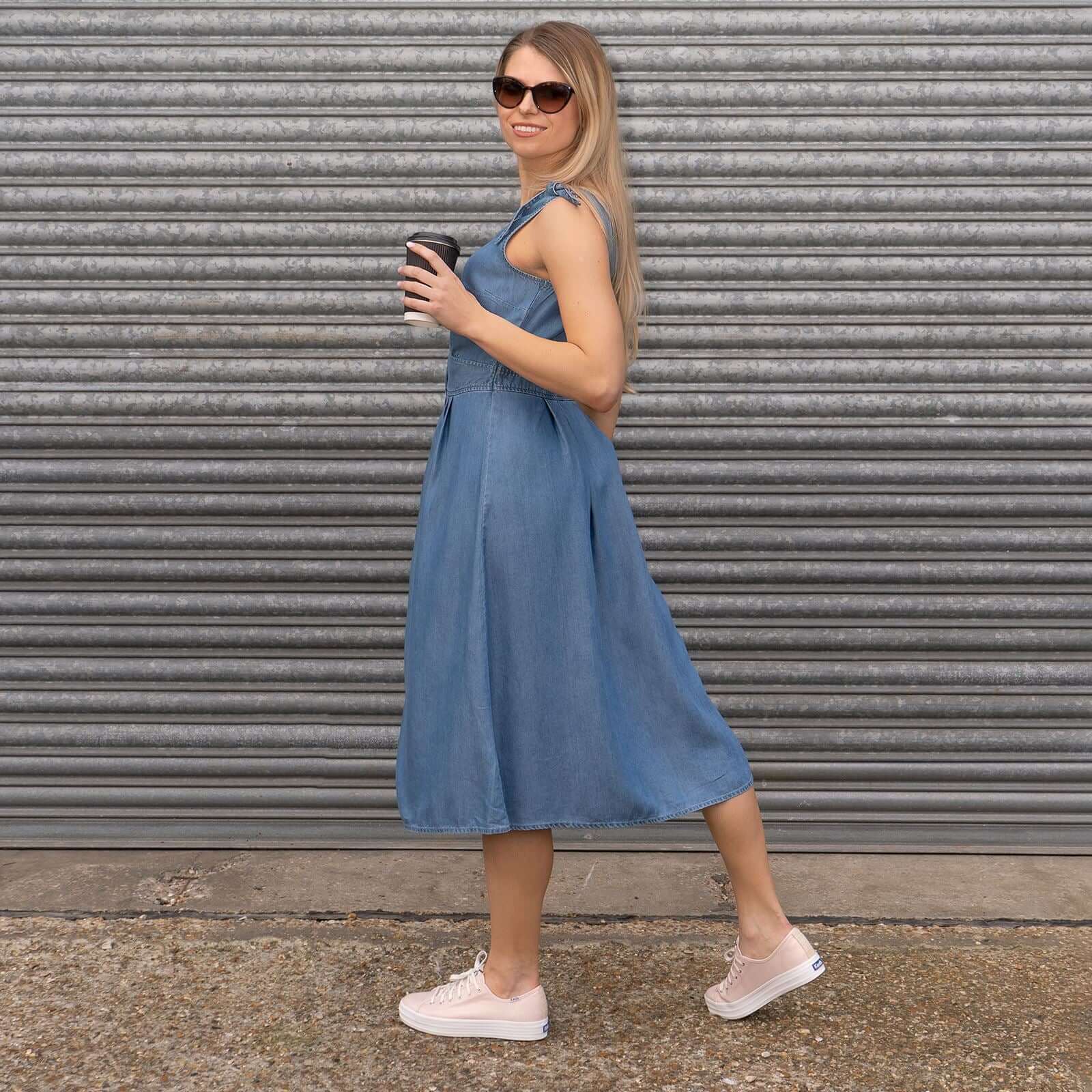 Next Blue Denim Sleeveless Midi Dress
