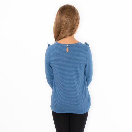 Girls Ruffle Long Sleeve Soft Jersey Tops in 2 Colours-Quality Brands Outlet-