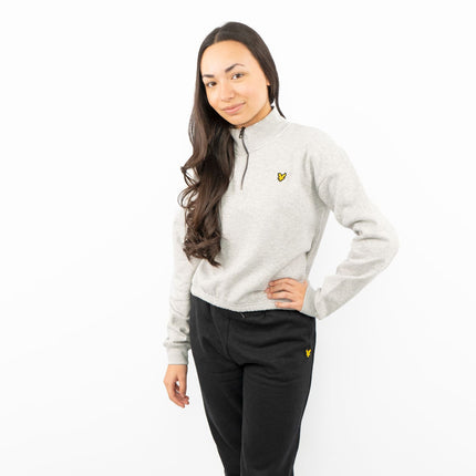 Lyle & Scott Girls Cropped Half Zip Funnel Neck Long Sleeve Sweatshirt