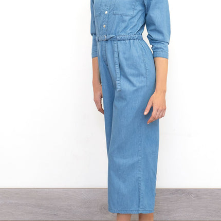 Womens Phase Eight Jumpsuit Denim Blue Lightweight Cropped Jarah Smart Casual - Quality Brands Outlet