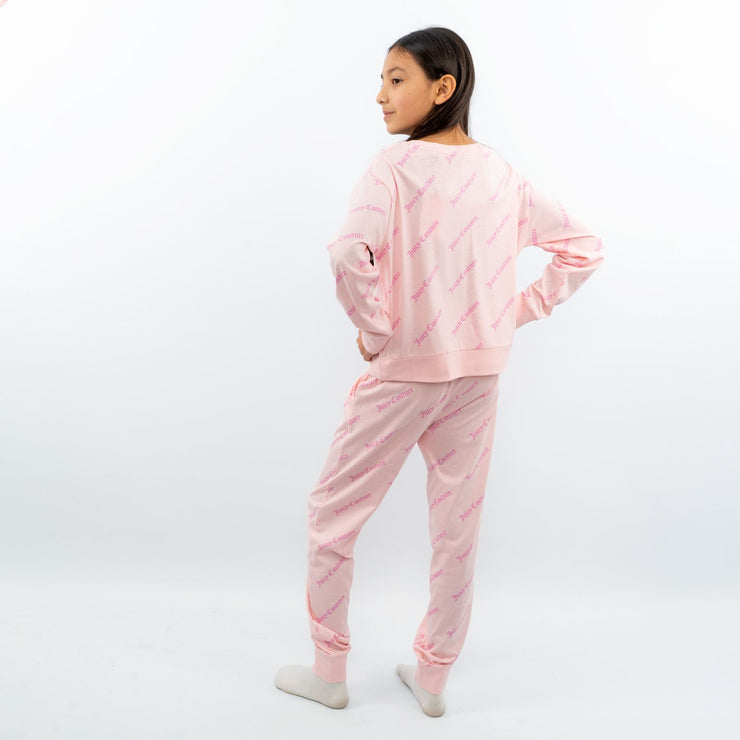 Juicy Couture Girls Pink Long Sleeve Relaxed Fit Soft Cotton Jersey Pyjama Set