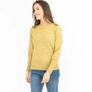 M&S Boat Neck Long Sleeve Lime Green Jumper with Wool