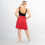 Next Red Floral Elasticated Waist Flare Casual Summer Tiered Short Skirts - Quality Brands Outlet