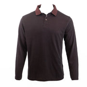 Austin Reed Men Cotton Dark Red Polo Shirts Long Sleeve Casual Jersey Tops
