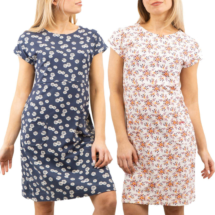 Weird Fish Tallahassee Casual Cotton Jersey Floral Print Shift Short Dresses - Quality Brands Outlet