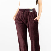 M&S Wide Leg Purple Velour Joggers Elasticated Waist Casual Trousers