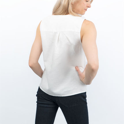 Womens White Relaxed Fit Sleeveless Top-Quality Brands Outlet-
