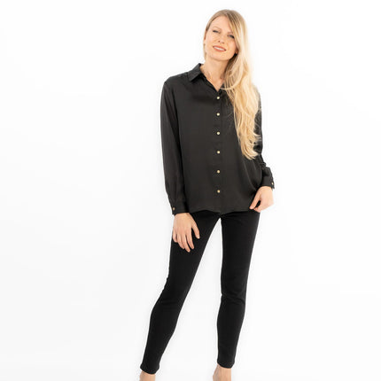 Coast Black Drap Satin Shirt-Quality Brands Outlet-