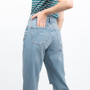 M&S Boyfriend Style Blue Denim High Waist Ripped Jeans