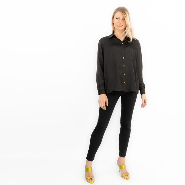 Coast Black Drap Satin Shirt-Quality Brands Outlet-