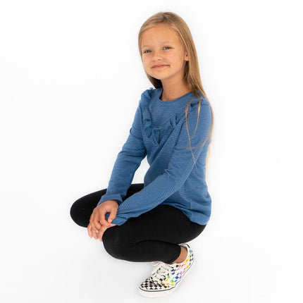 Girls Ruffle Long Sleeve Soft Jersey Tops in 2 Colours-Quality Brands Outlet-