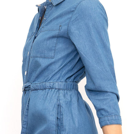 Womens Phase Eight Jumpsuit Denim Blue Lightweight Cropped Jarah Smart Casual - Quality Brands Outlet