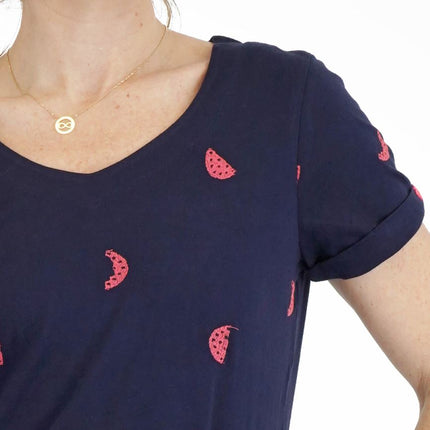 White Stuff Women’s Watermelon Blue T-Shirt Summer Short Sleeve-Quality Brands Outlet-
