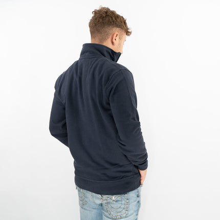Crew Clothing Mens Navy Distressed Padstow Pique Half Zip Sweatshirt Jumper Tops - Quality Brands Outlet