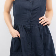 Navy Blue Aubrey Linen Sleeveless Summer Dresses