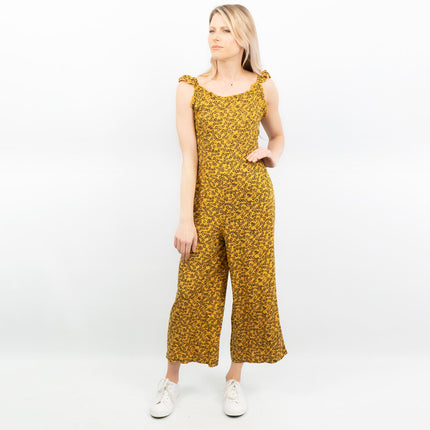 Next Yellow Floral Sleeveless Crop Wide Leg Lightweight Jumpsuit - Quality Brands Outlet