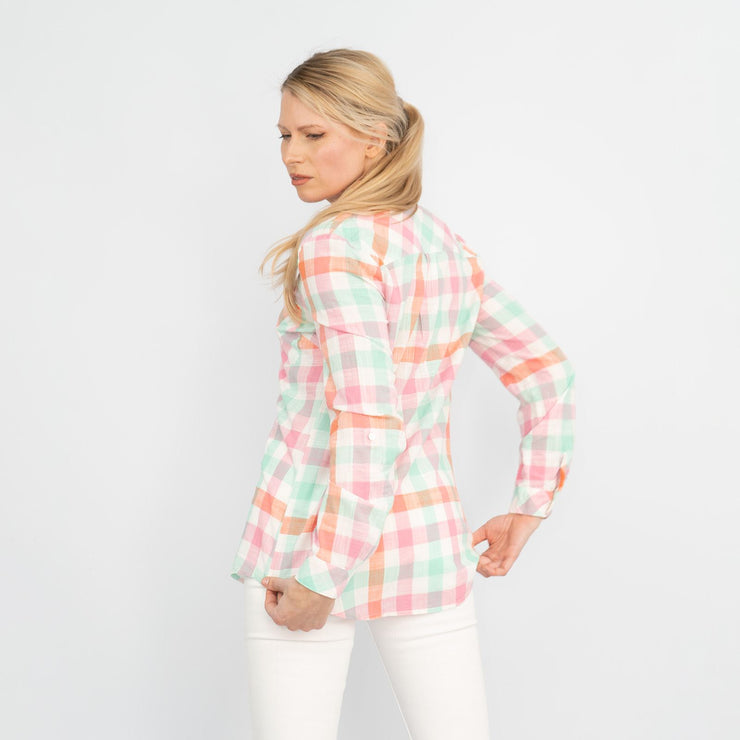 Pastel Check Long Sleeve Button-Up Women&