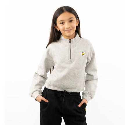Lyle & Scott Girls Cropped Half Zip Funnel Neck Long Sleeve Sweatshirt