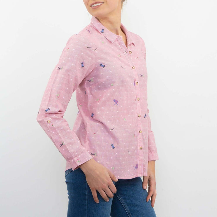 White Stuff Cara Pink Long Sleeve Classic Fit Shirt - Quality Brands Outlet