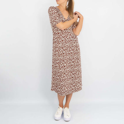 Boden Alberta Short Sleeve Jersey Pebbles Print Midi Dress