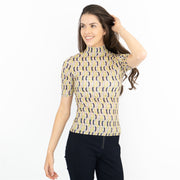 Karen Millen Geometric Print High Neck Short Sleeve Tops