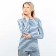 Breton Striped Long Sleeve Light Blue Casual Cotton Jersey Tops