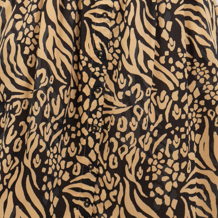 Black Leopard Print Sleeveless Women's Midi Dress Sundress-Quality Brands Outlet-